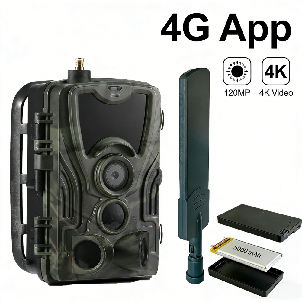 Outdoor Hunting Video Camera - 4G 4K 120MP Live Video 5000mAh